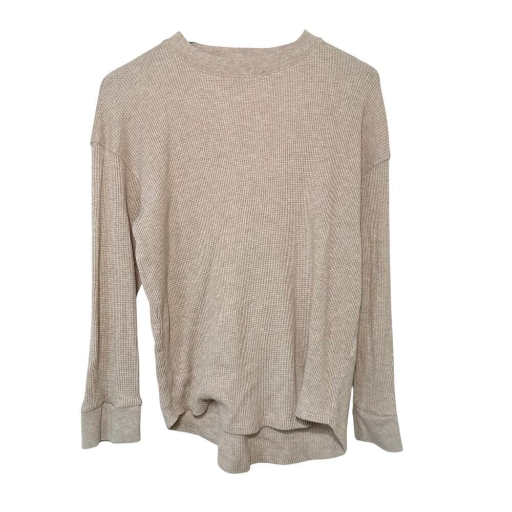 Abercrombie & Fitch Women's Waffle Knit Crewneck Sweater Tan Cream Basic Small